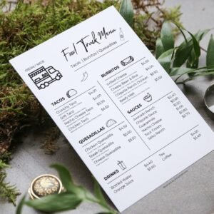 Food Truck Menu Cards