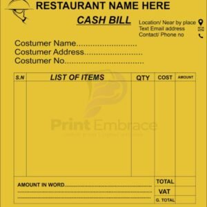 Restaurant Bill Books